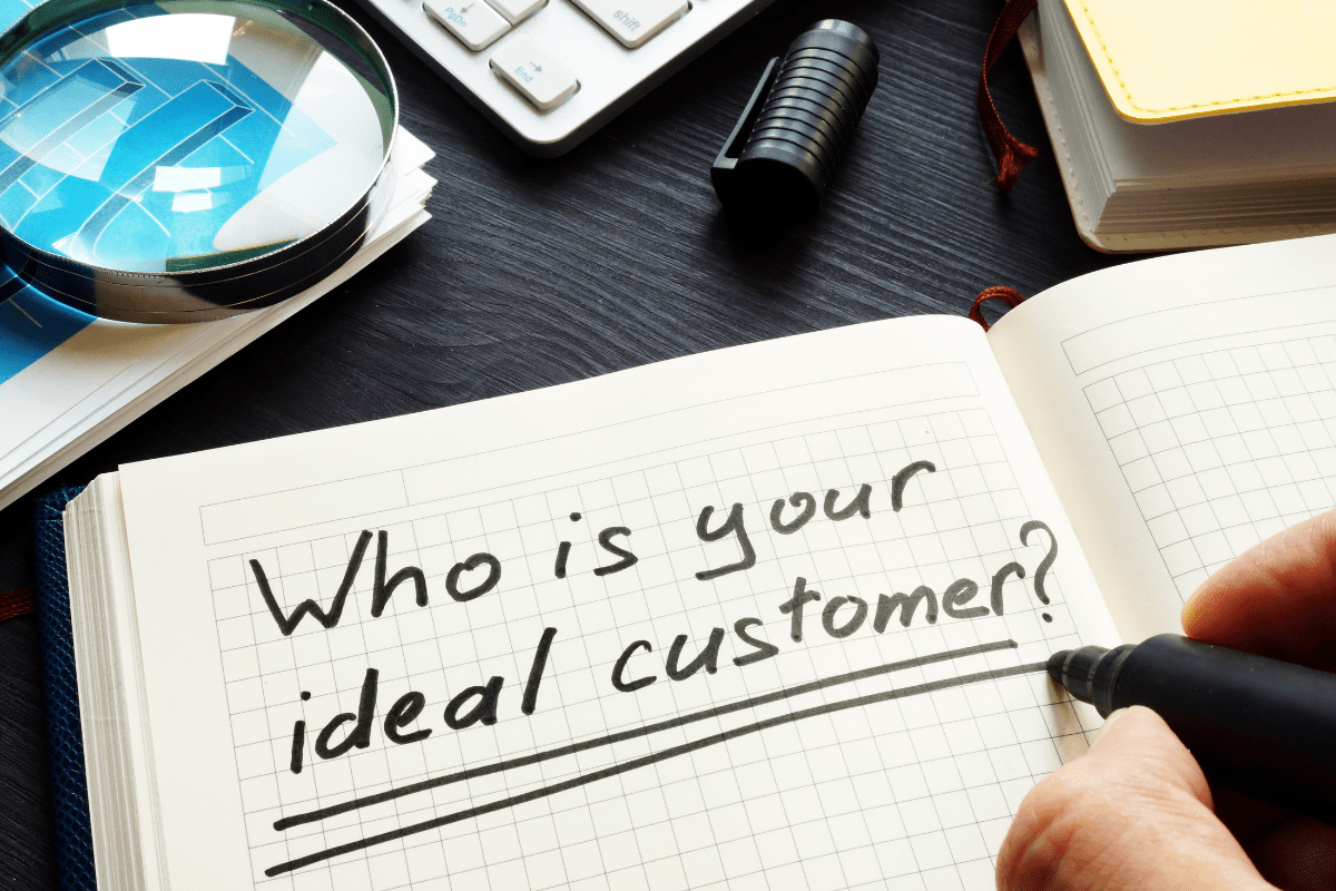 Notebook asking who is your ideal customer