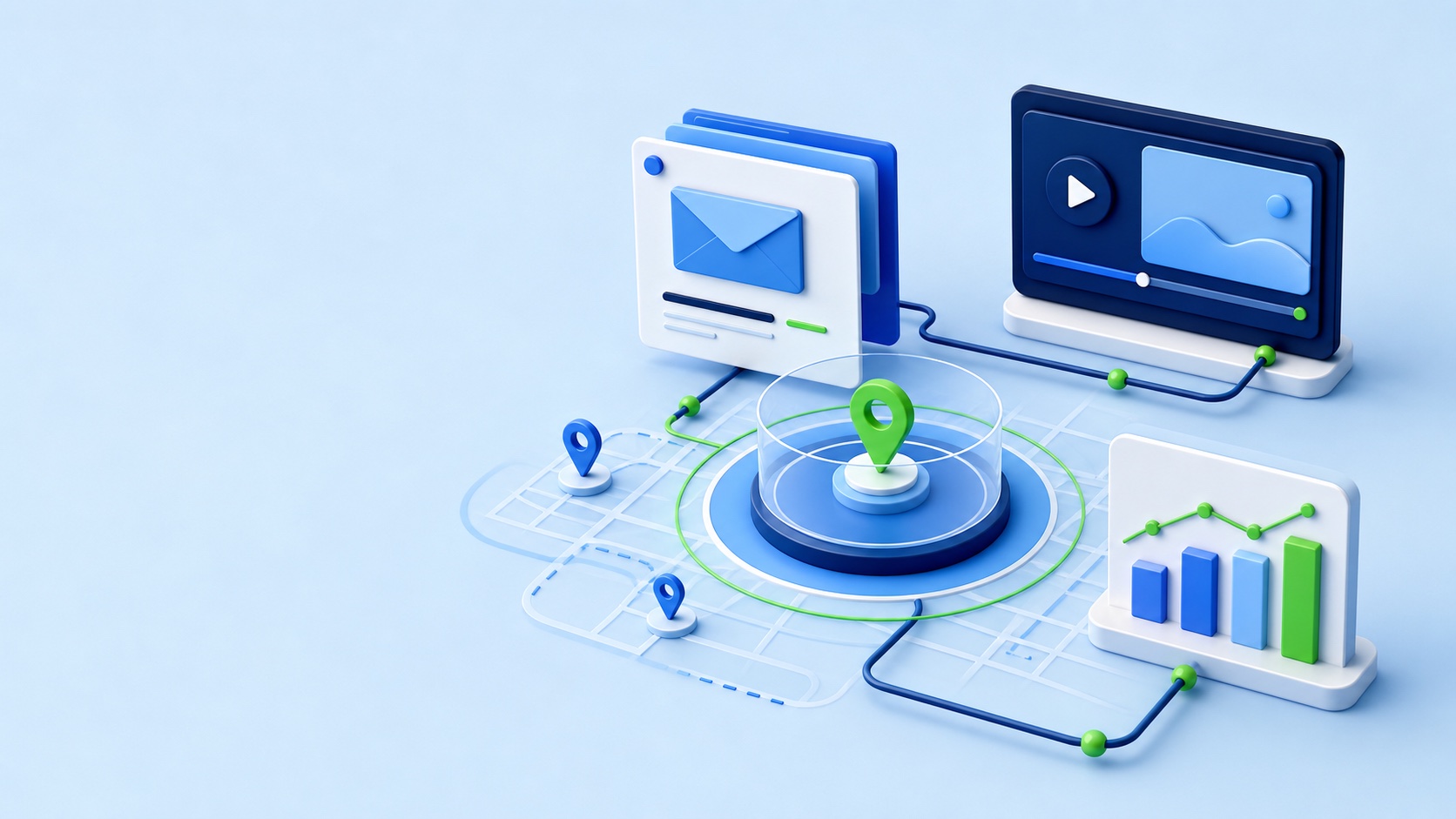 Stylized acquisition targeting system representing DirectTrack Marketing campaigns