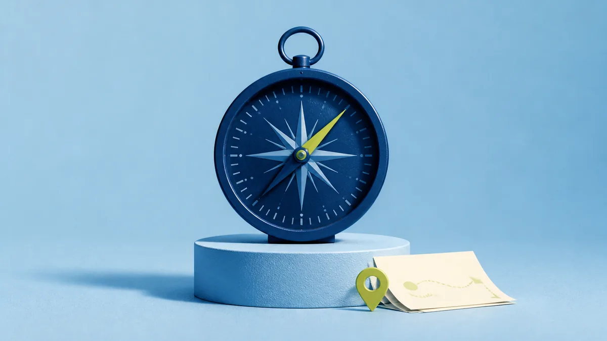 Tactile compass sculpture representing marketing consulting