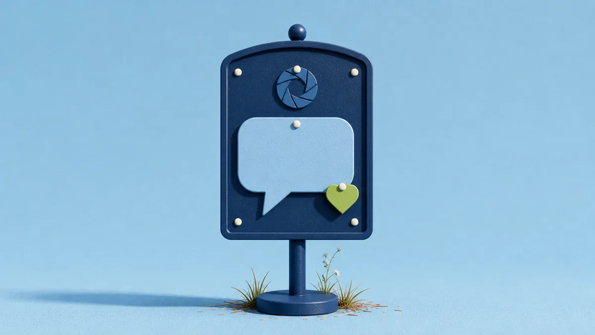 Tactile message-board sculpture representing social media marketing